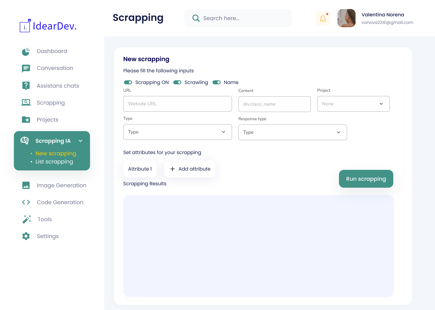 Scraping setup